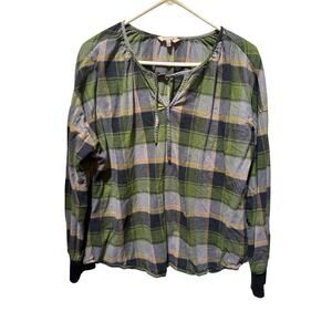 Juicy Couture Plaid Flannel Top with Tie Front Size XL